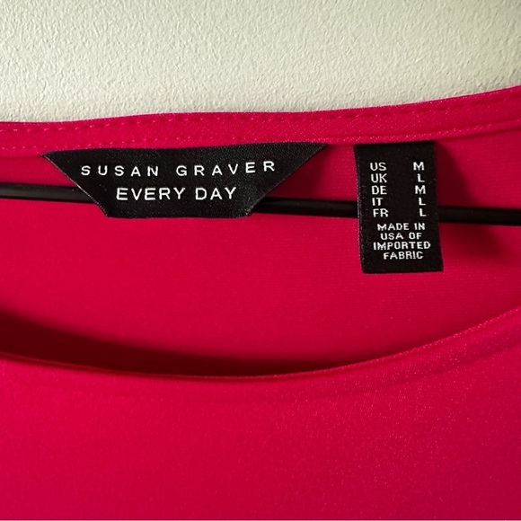 Susan Graver Everyday Women's Dress Tunic Deep Pink Liquid Knit 3/4 Sleeve M - Picture 4 of 10